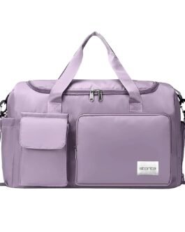 Storite Nylon 44 cms Imported Travel Duffle Bag Sports Gym Shoulder Bag for Women with Wet Pocket & Shoe Compartment Weekender Overnight Travel Luggage Bag (Purple, 44 x 18 x 29 cm)