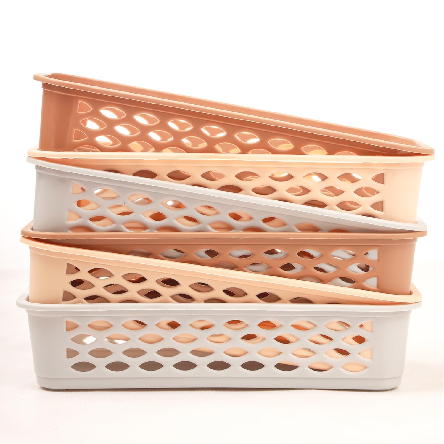 DarkShri Organizer Tray Office Drawer Dividers Storage Bins Multipurpose Desk for Makeup, Kitchen, Office, Bathroom, Bedroom Dreassing, Basket Rack MultiColor(23 * 8 * 5 CM) Pack Of 6 (Brown 6pcs) - Image 3