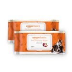 Amazon Basics Pet Grooming Wipes | Mild Scent | Odor Control | Moisturizing | Antibacterial | Safe for All Dogs, Cats, Puppies, Kittens | Suited for Travel & Outdoors | 200 Count (100 x 2 Pack)