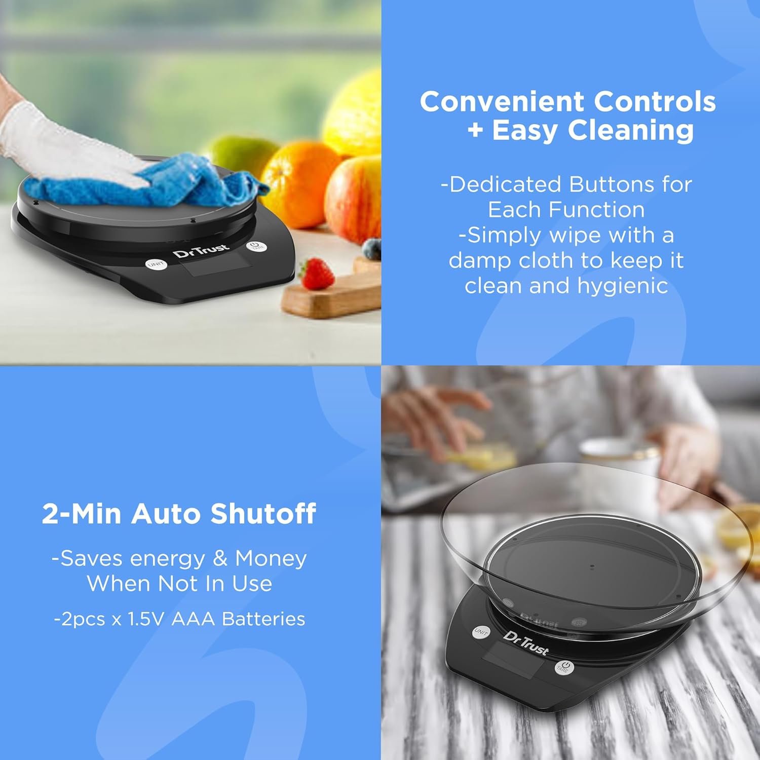 Dr Trust USA Electronic Kitchen Digital Scale Weighing Machine For Health, Fitness, Diet, Nutrition, Cooking and Home Baking with Detachable BPA Free Bowl (5 Kg)- 531 - Image 5