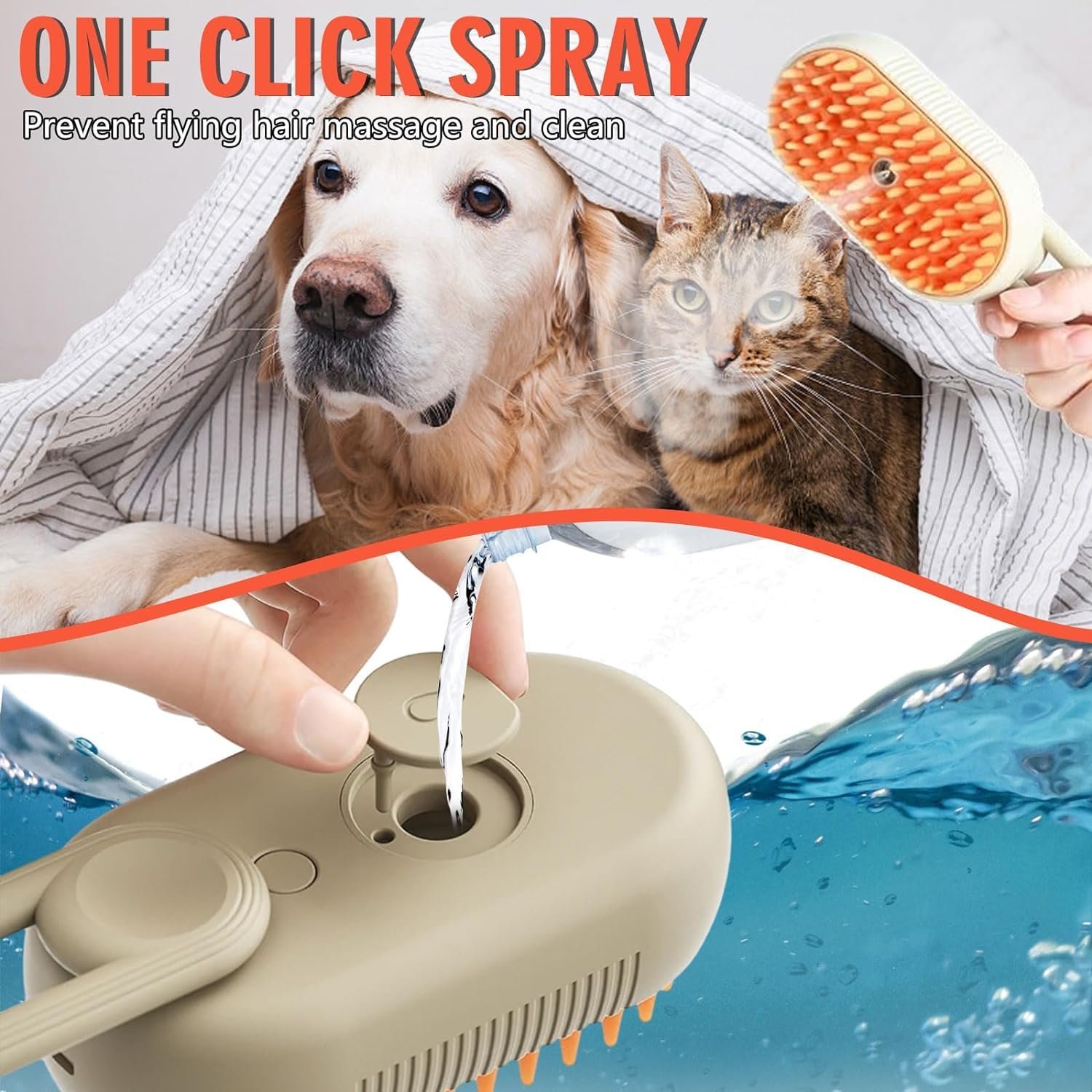 3 In1 Pet Steam Brush - One-Touch Spray Pet Hair Removal Tool 360°Rotating Handle Cat Brush With Steam Silicone Massage Comb Cat Brush For Shedding Multifunctional Dog Hair Brush - Image 4