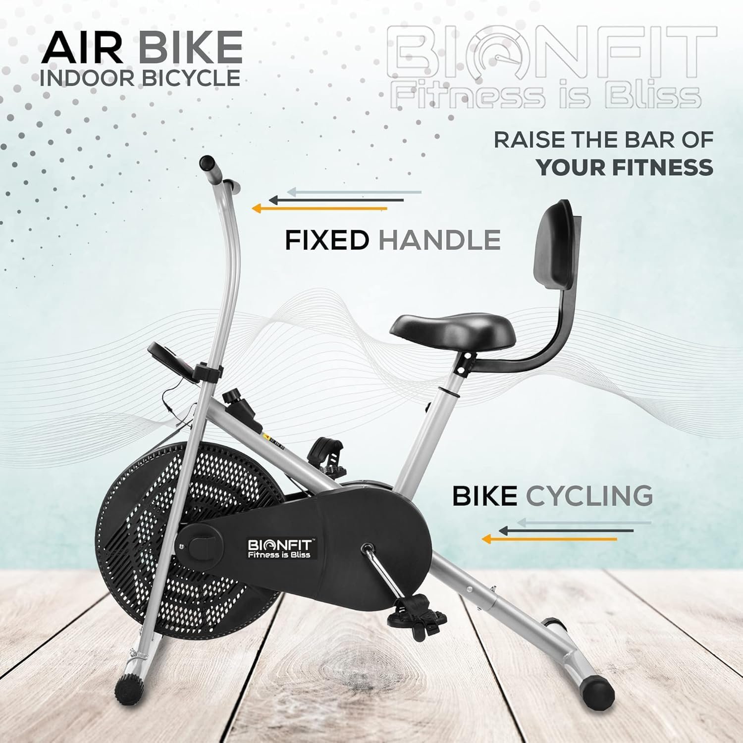 BIONFIT Exercise Cycle for Home Gym Fitness | Fixed Handle Air Bike for Women, Cardio Exercise with Back Support Seat, Max Weight: 120 Kg | For Free Installation, Contact Bionfit Customer Care - Image 5