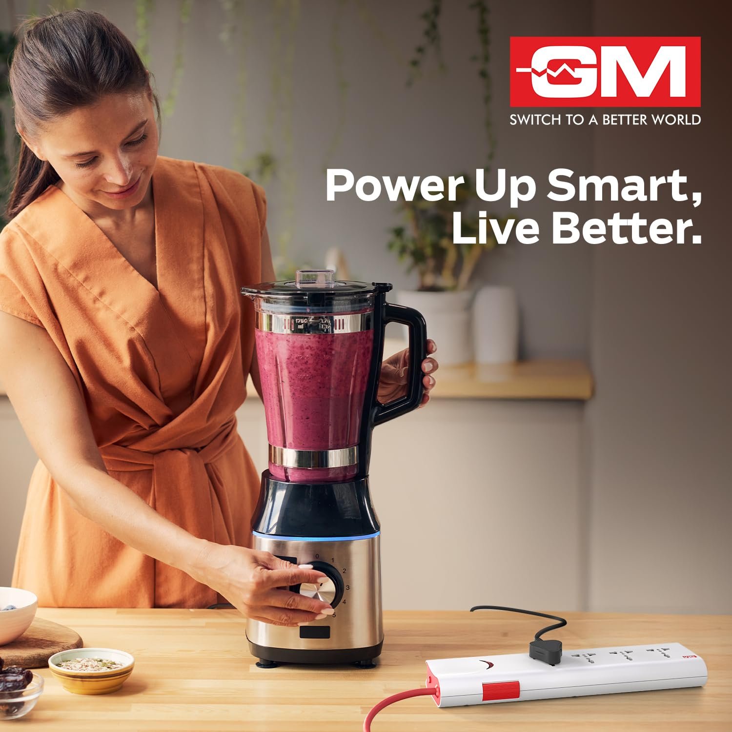 GM 3060 Extension Board 10Amp Output 250 Volts with 2 Mtr Extension Cord & Surge Protector | Master Switch, Safety Shutter, 4 International Sockets | Multi Plug Travel Adapter for Home Appliances - Image 3