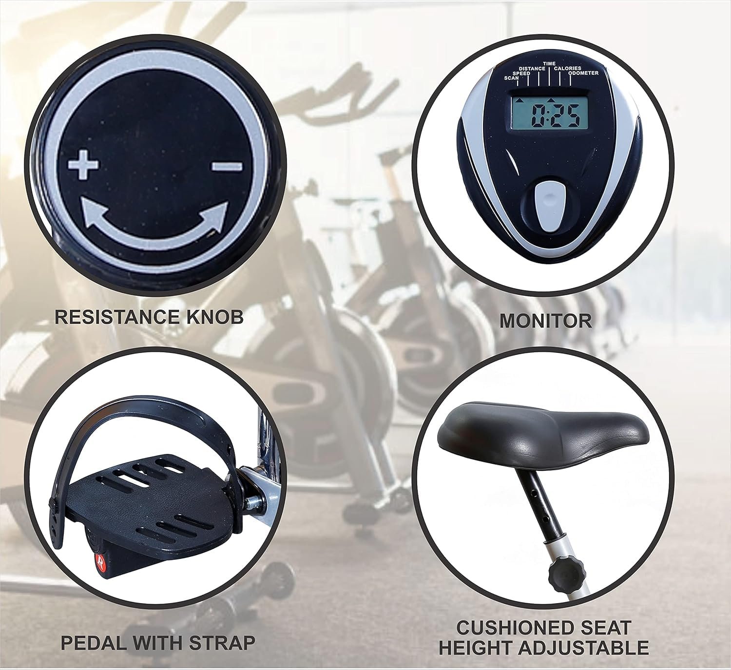 Healthex Air Bike Exercise Cycle For Home Gym With Stationary Handles Cardio Machine for Weight Loss at Home Platinum BT With Chain Driven (Black/Silver) - Image 4