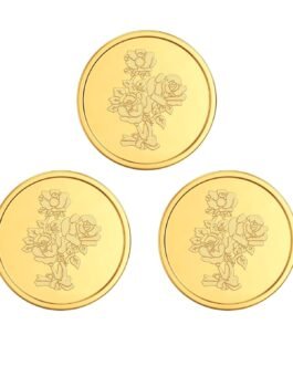 Joualukkas 22K (916) Flower Design Gold Coin (1 Gm * 3 Pcs)