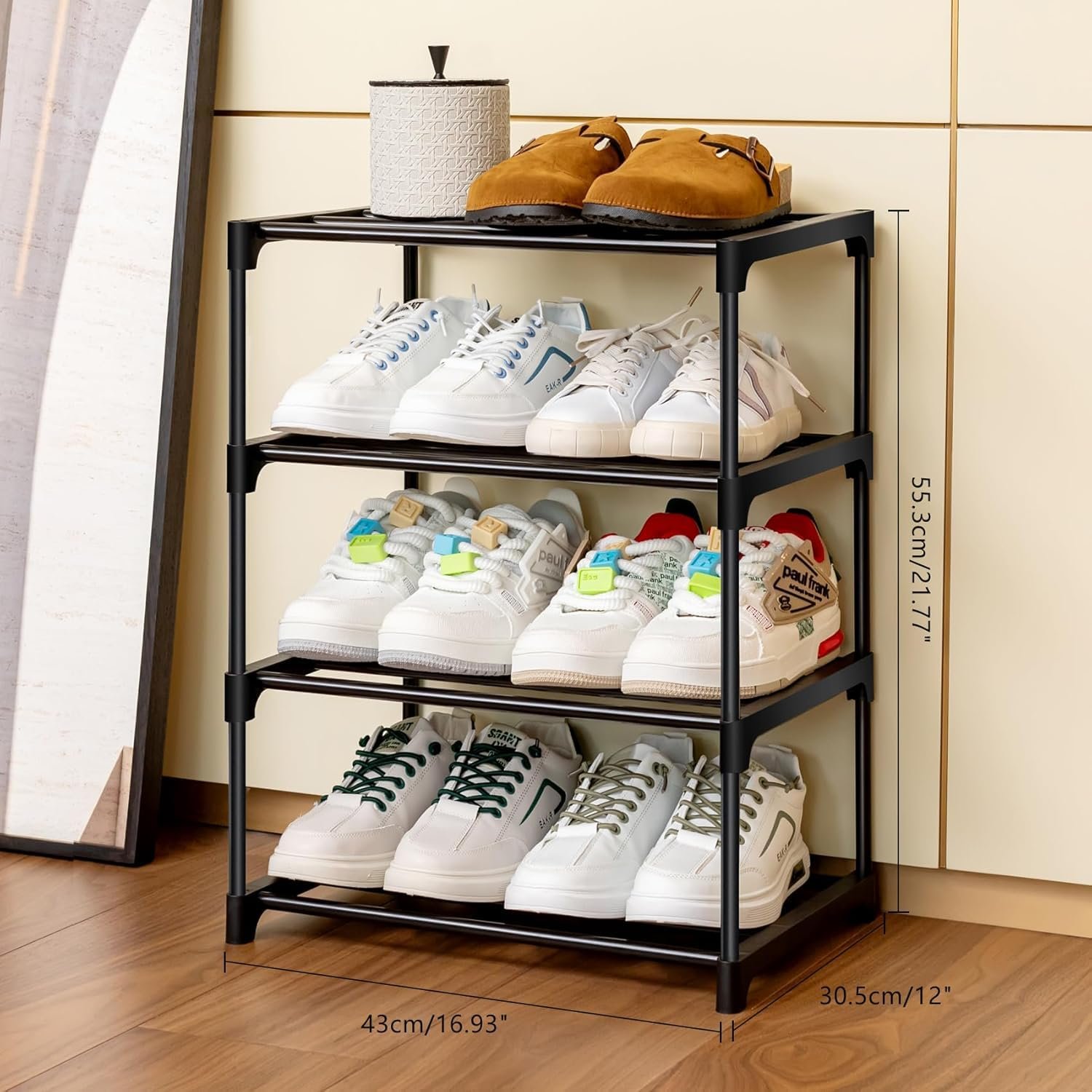 SUBEKYU 4 Tier Book Self Portable Book Shelf, Kids Books Racks for Home Plastic, Bookshelf for Home, Book Shelves, Storage Container, Book Rack for Study Room/Library/Bedroom (Black) - Image 4