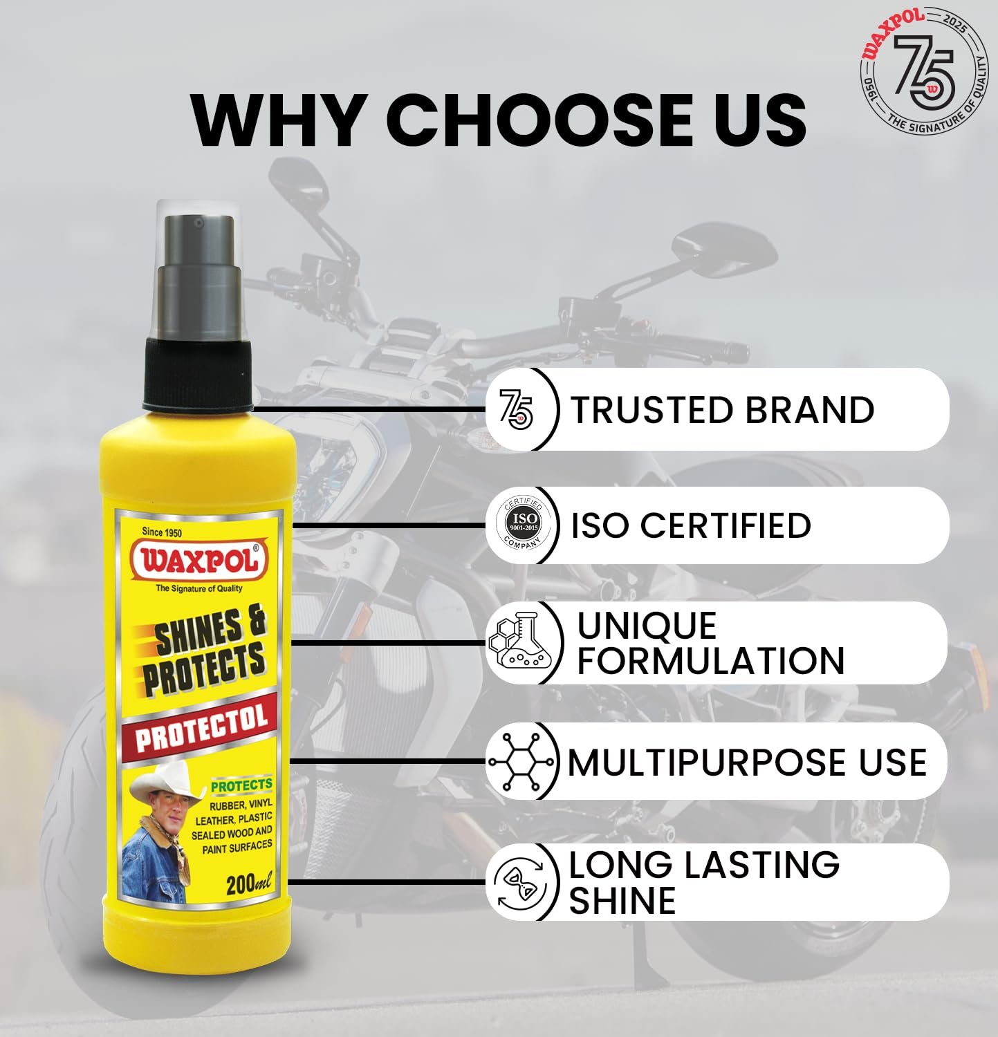 Waxpol Protectol Multipurpose All in One Liquid Polish 200 ml for High Gloss Shine & Protection for Car, bike, Scooter, Household, Office Furniture (Interior & Exterior Use) - Image 4