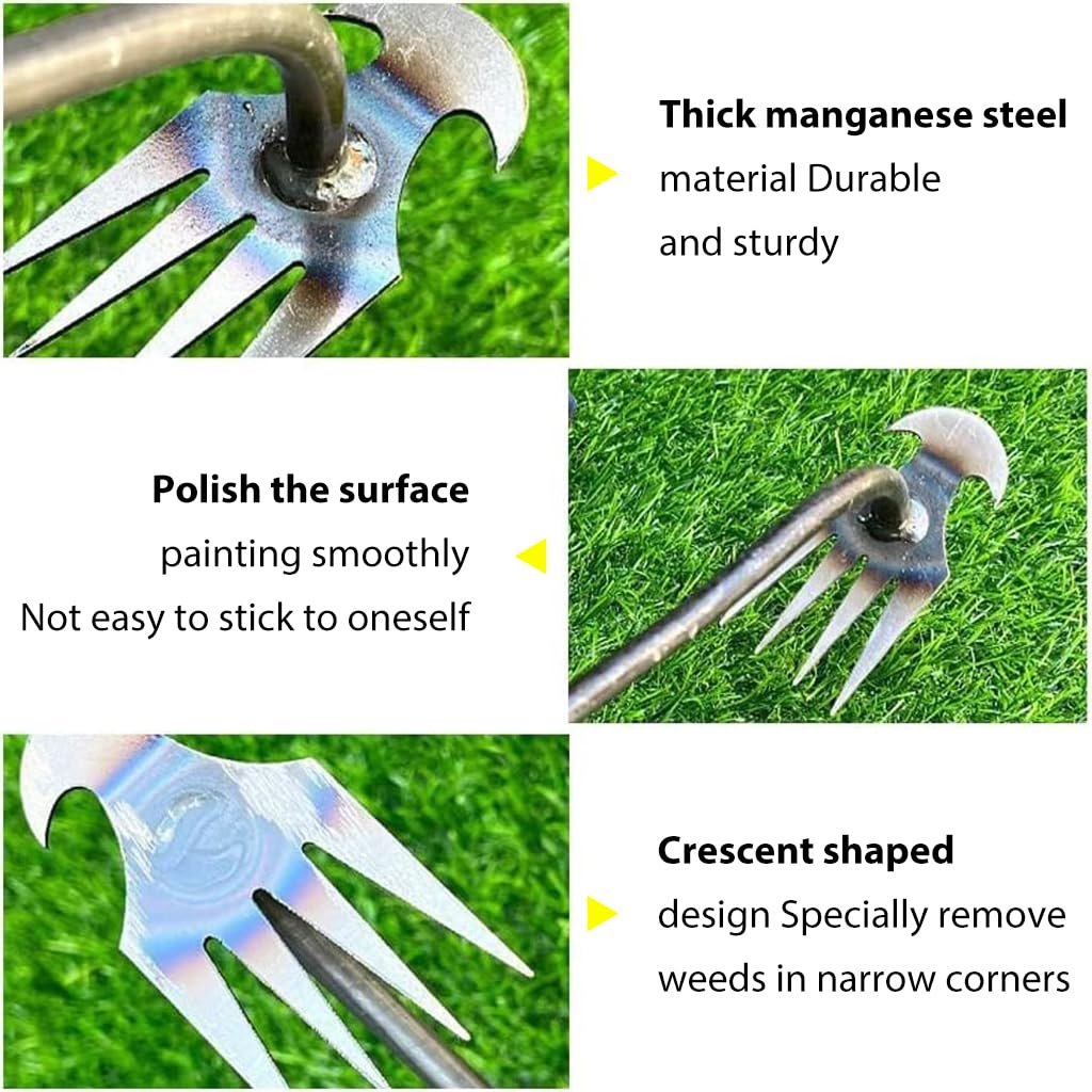 HASTHIP® Weeder Hand Tool, 21.6 Inches Garden Weeding Tool Steel 4-Claws Weeder Hand Tool, Portable Weed Puller, Manual Weed Puller for Lawn, Garden, Plant Pot - Image 3