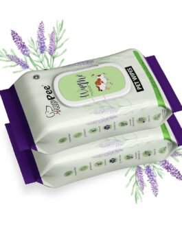 PUPPEE Wipe ME 100% Biodegradable 96 Count (Pack of 2) Wet Wipes for Dogs, Cats & All Pets | Lavender Essential, Vitamin E & Olive Oil | Anti-Bacterial | Cleansing, Deodorising & Grooming Wipes