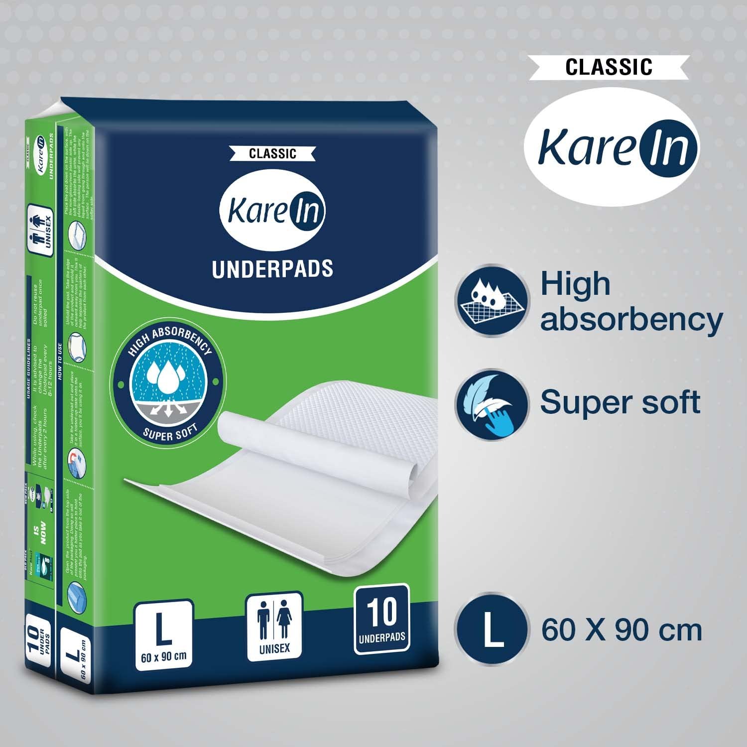 KareIn Classic Underpads, Large, 60 x 90 Cm, 10 Count, Superior Absorbency, Leak Proof, Pack of 1 - Image 4