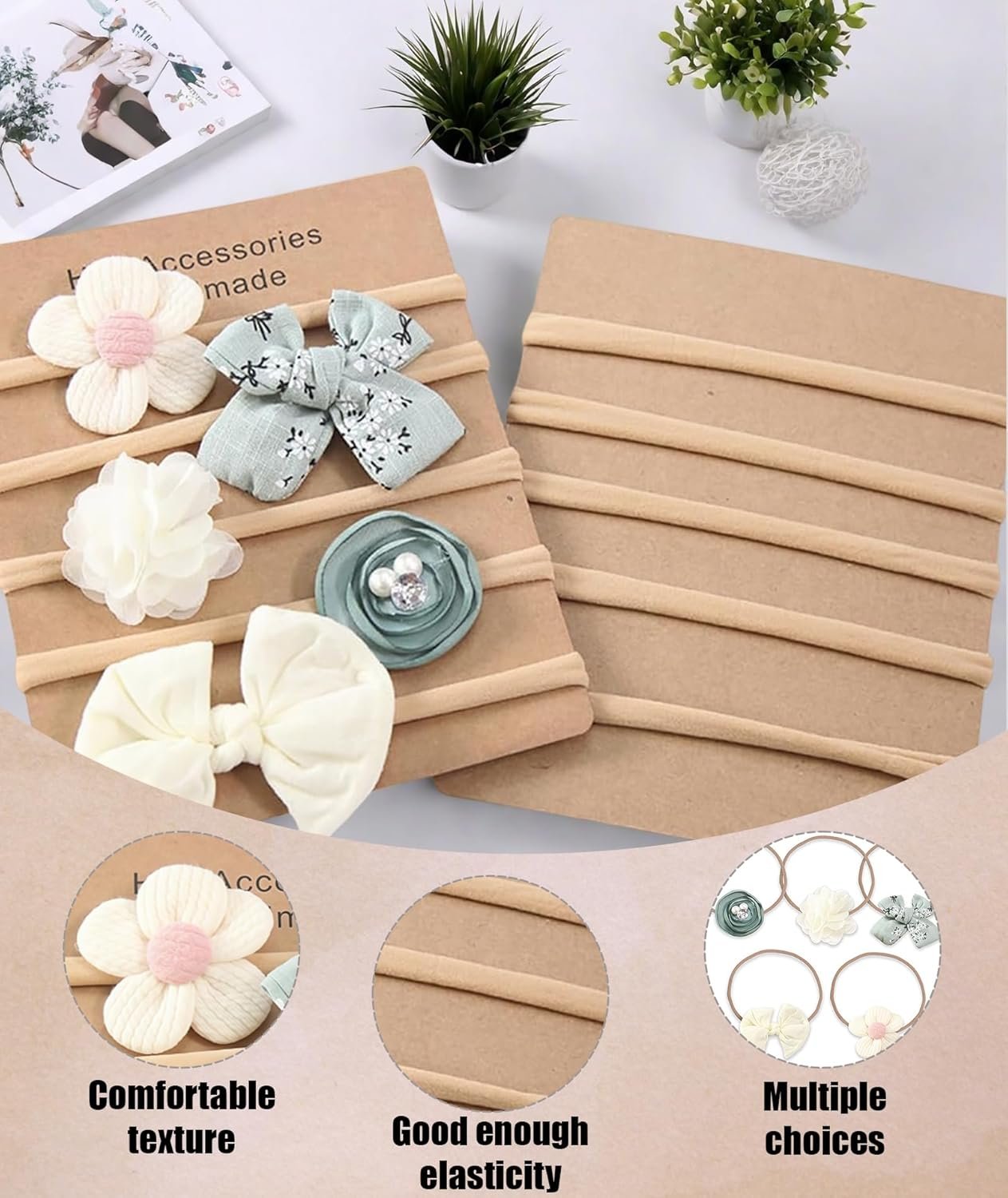 5-Piece Hair Bands for Baby Girl, Soft and Comfortable Headbands for Baby Girls, Hairs Accessories for Babys Girl, Kids Hairs Band, Babys Hair Accessories for 0 to 2 Years - Image 3