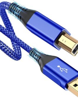 rts Printer Cable High Speed (1.8 Meter / 5.90 Feet) 480 Mbps Transfer Speed for Personal Computer Laptop, Printer, Nylon Braided for HP Canon Dell Epson Brother Lexmark Xerox Samsung & More-Blue