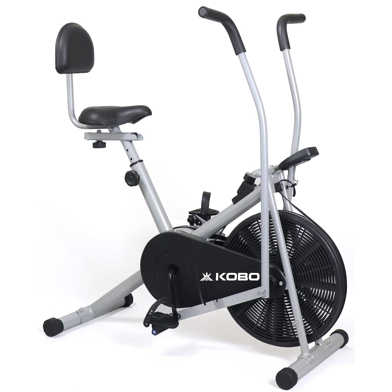Kobo Air Bike Exercise Cycle For Home 120 Kg User Weight || Exercise Bike For Home Gym 3 In 1 With Back Rest & Twister (Silver) - Image 8