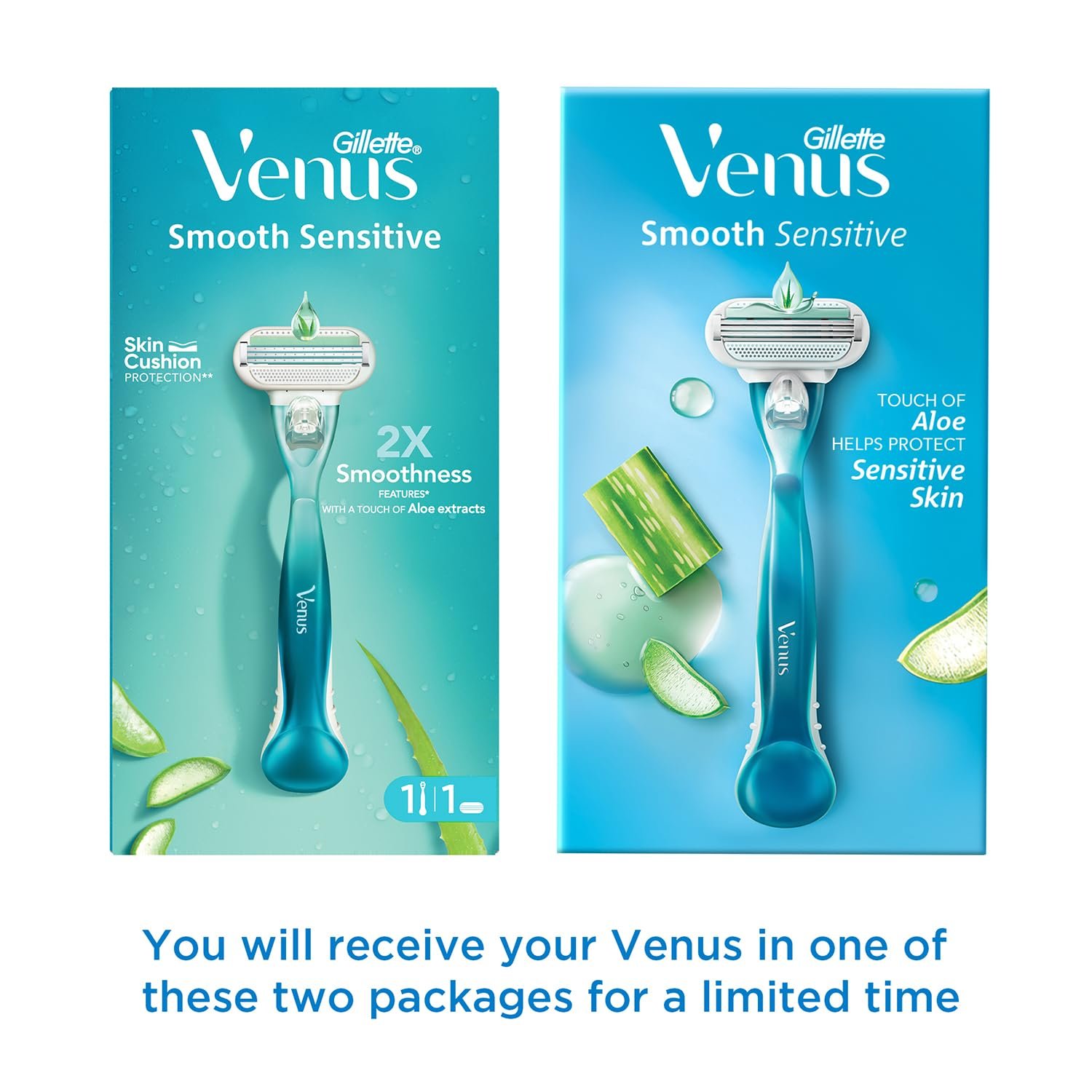 Gillette Venus Smooth Hair Removal Razor for Women with Aloe Vera, 1 Pc - Image 2