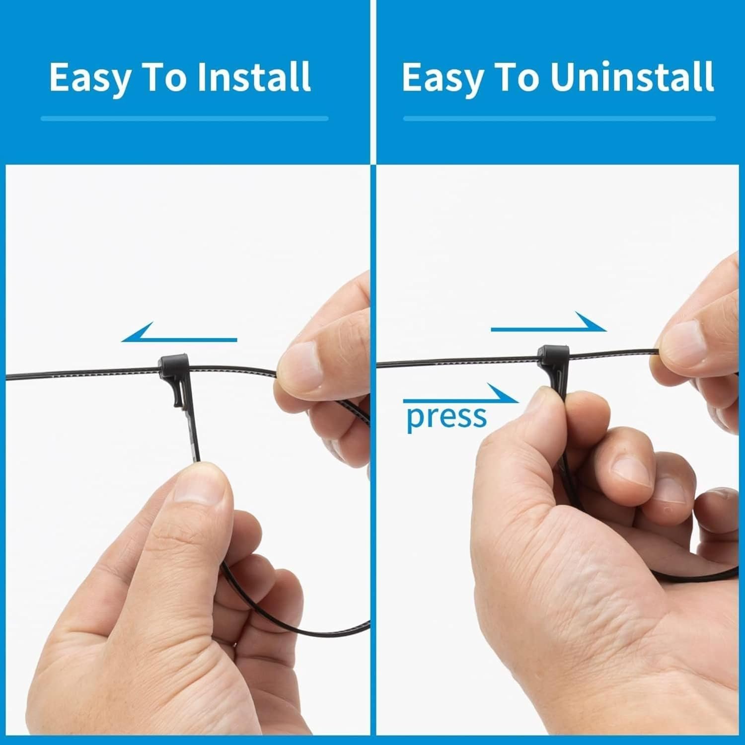 Hian 8 Inch Releasable Zip Ties, Reusable Nylon Cable Ties, For Wire Organizers, Home Improvement, Office, Outdoor, DIY Projects, Gardening, Strong, Adjustable, Multi-Use Cable Fasteners (Pack of 100) - Image 6