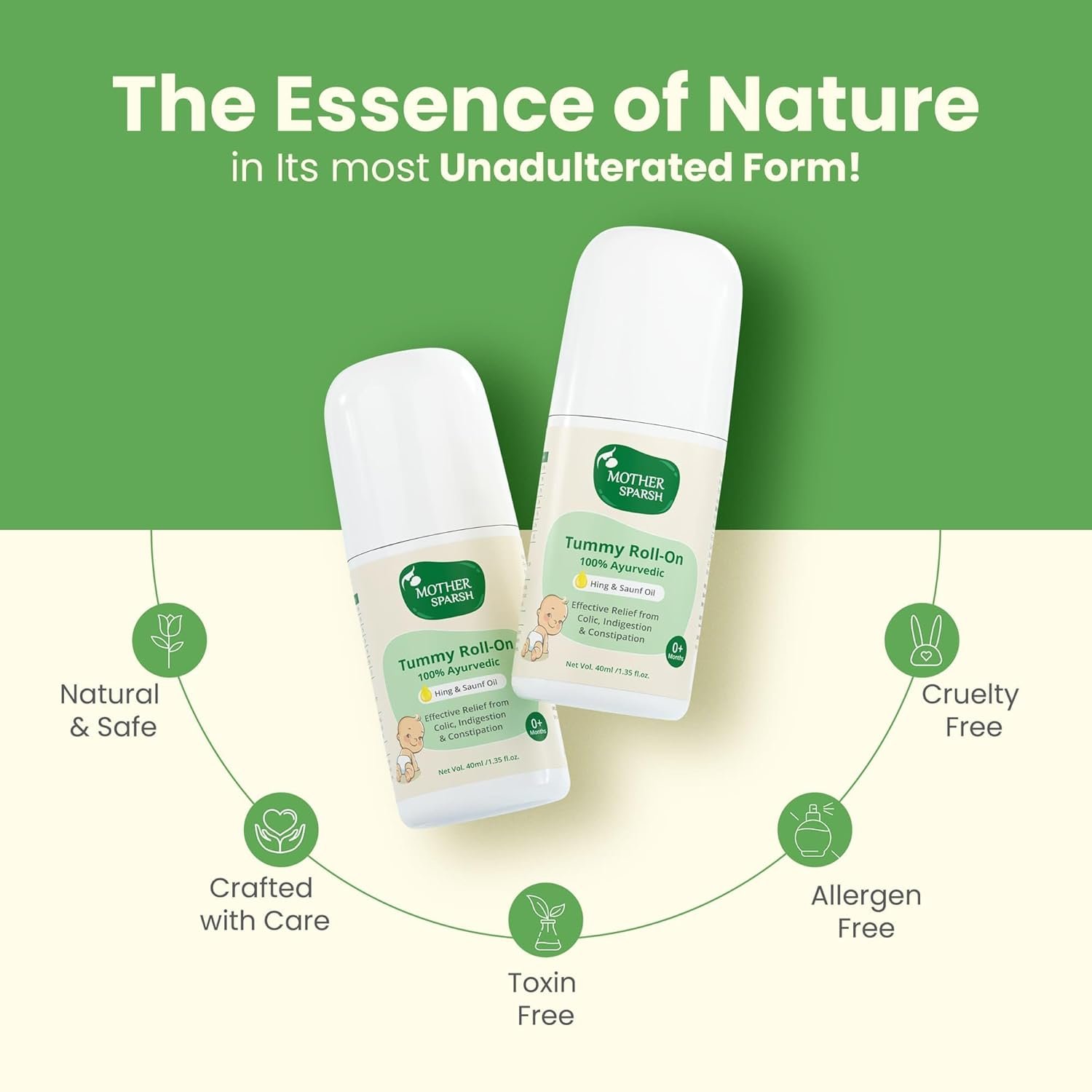 Mother Sparsh Tummy Roll On For Baby, Colic Relief, Constipation and Indigestion With Hing & Saunf | 100% Ayurvedic - 40ml - Image 6