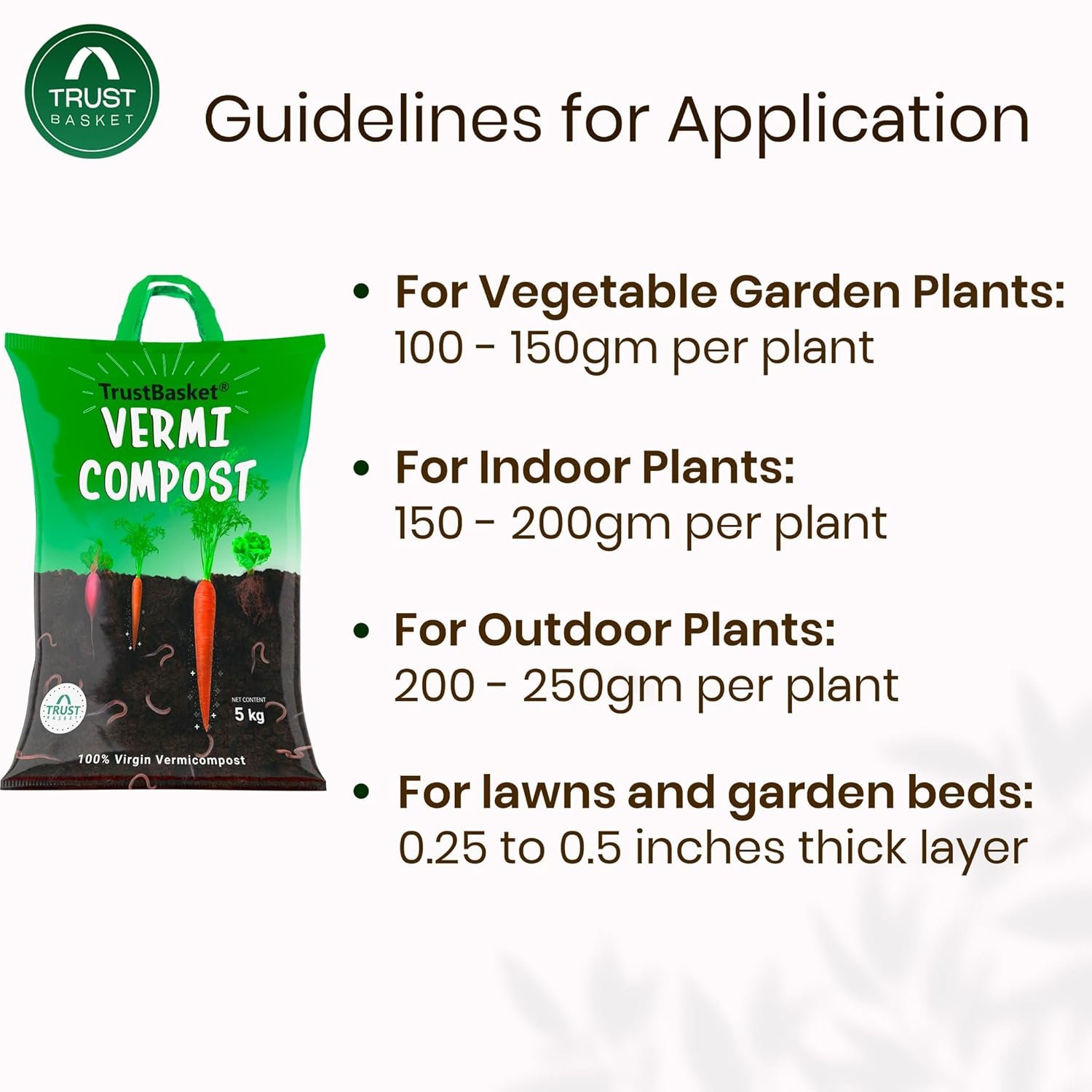 TrustBasket Vermicompost 5kg 100% Natural Organic Fertilizer for Plants | Nutrient-Rich Compost for Home Garden | Improves Plant Health, Water Retention & Soil Quality | Ideal for All Gardening Needs - Image 5
