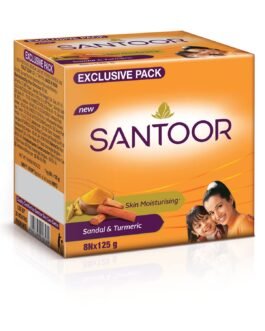 Santoor Skin Moisturizing Sandal & Turmeric Bathing Soap with Nourishing & Anti-Aging Properties| For Soft & Smooth and Younger-Looking Skin| For All Skin Types| Pack of 8, 125g Santoor Skin Moisturizing Sandal & Turmeric Bathing Soap with Nourishing & Anti-Aging Properties| For Soft & Smooth and Younger-Looking Skin| For All Skin Types| Pack of 8, 125g