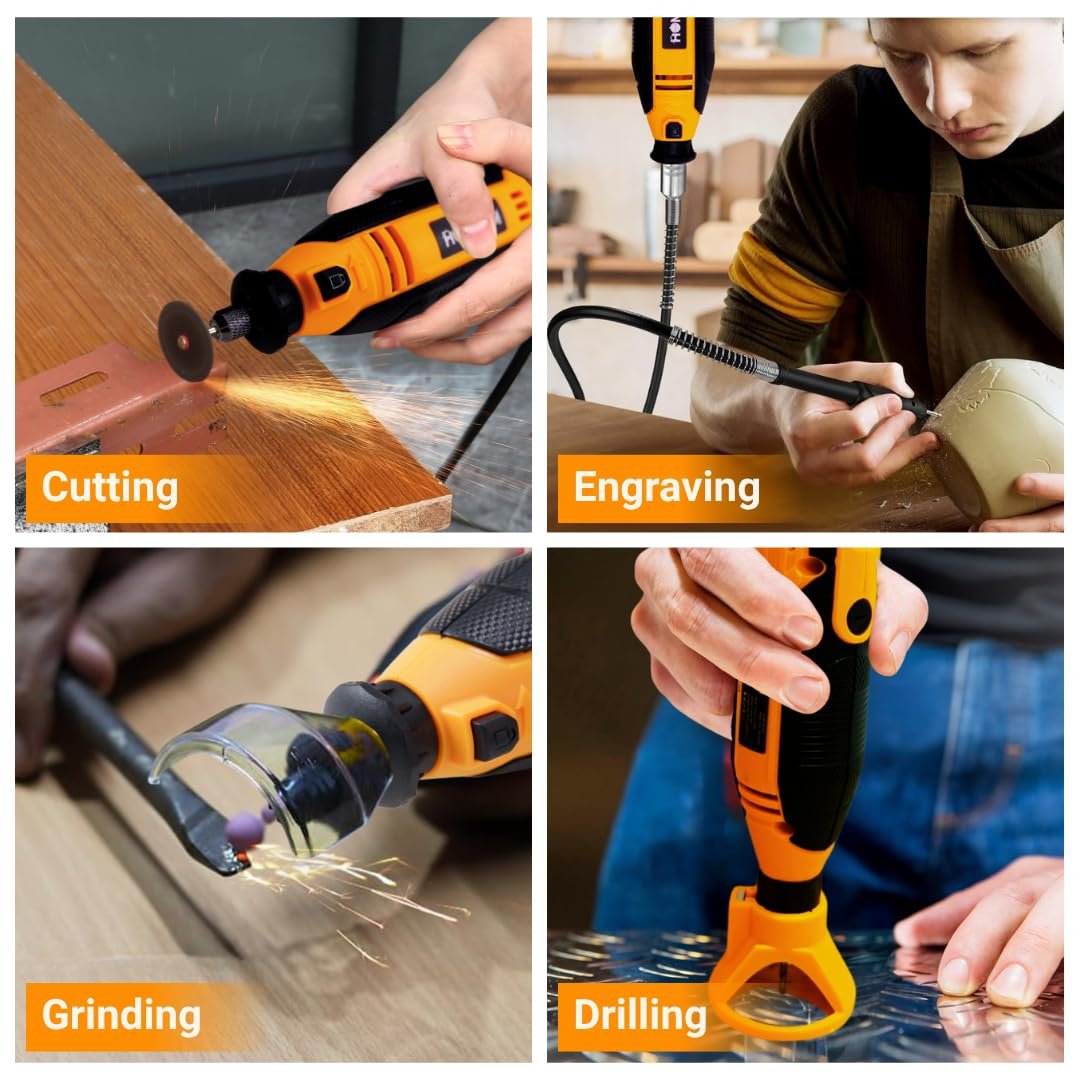 Homdum 152Pcs Universal Chuck Rotary Tool Kit Die Grinder 160W with 6 Variable Speed, Cutting,Sanding, Polishing, Engraving, Carving Tools for DIY Crafting and Home Repair Projects 6 months warranty - Image 9