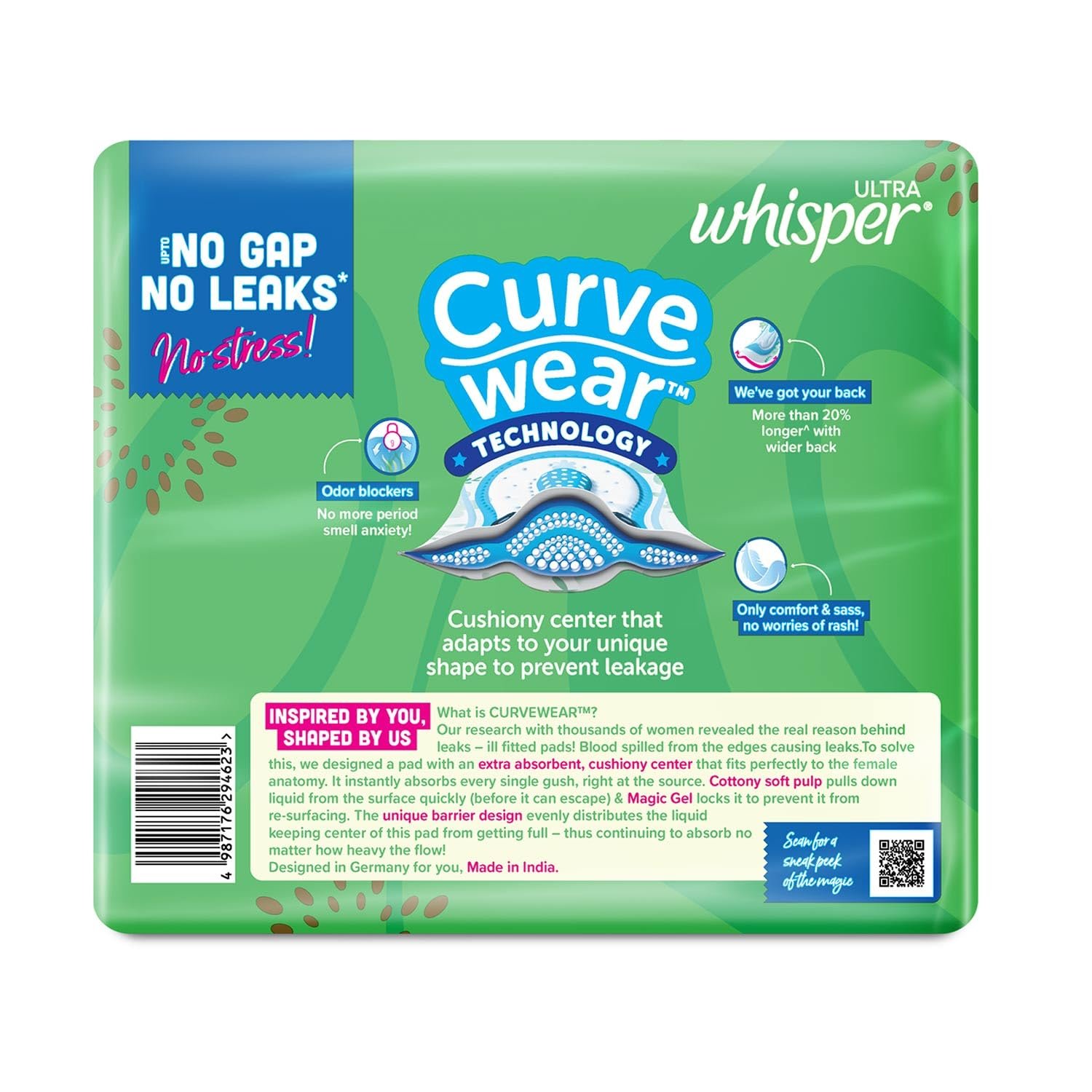 Whisper Ultra Upto No Gap No Leaks Sanitary Pads, 48 Xl Pads, For Heavy Flow Protection, With Curvewear ¢ Technology, Cotton Like Softness, Disposable Wrapper, Locks Odour & Wetness - Image 10