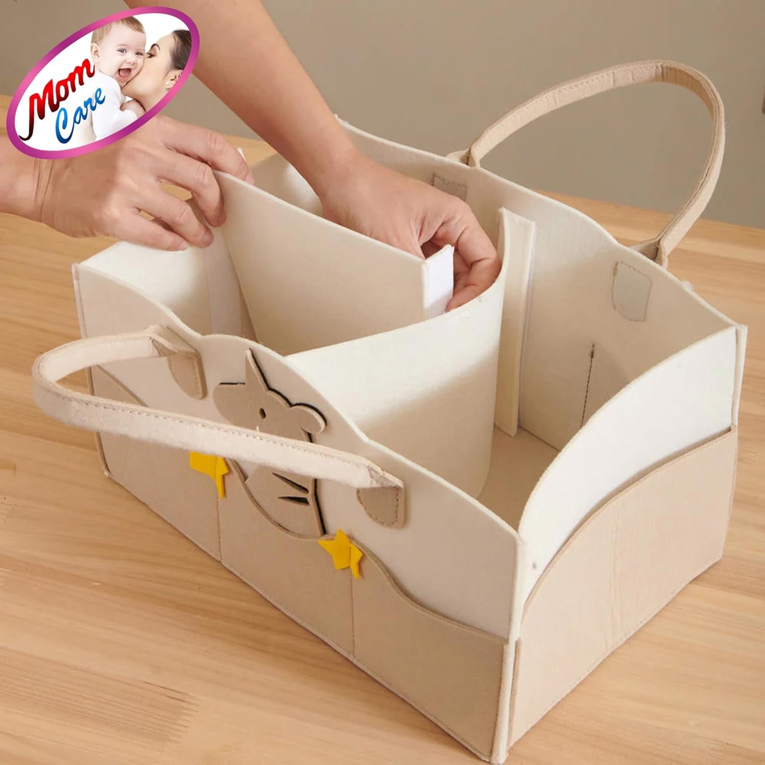 MOM CARE Baby Diaper Storage Organizer Nappies Bag For Mother Stylish Storage Bag For All Newborn Baby Products Nursery Basket -Brown - Image 4