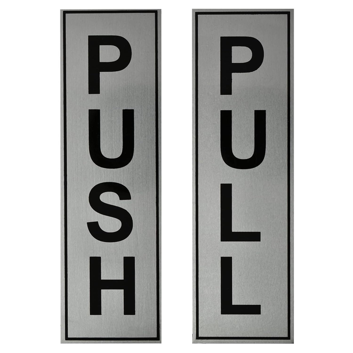 Buzz Cool Silver Metal Push Pull Stickers For Glass And Wood | Self Adhesive Stainless Steel Metal Sticker for Door | Push and Pull Stickers for Hospital Malls Office 1 set (2pcs)