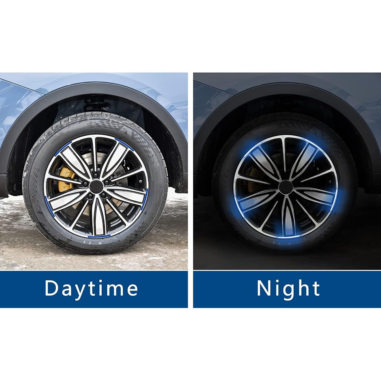 Aksmit 20pcs 3D Reflective Wheel Tire Rim Stripe Sticker for Car Motorcycle Cycling Bike Bicycle Night Safety Tyre Rim Reflective Stripe Universal (Blue) - Image 7