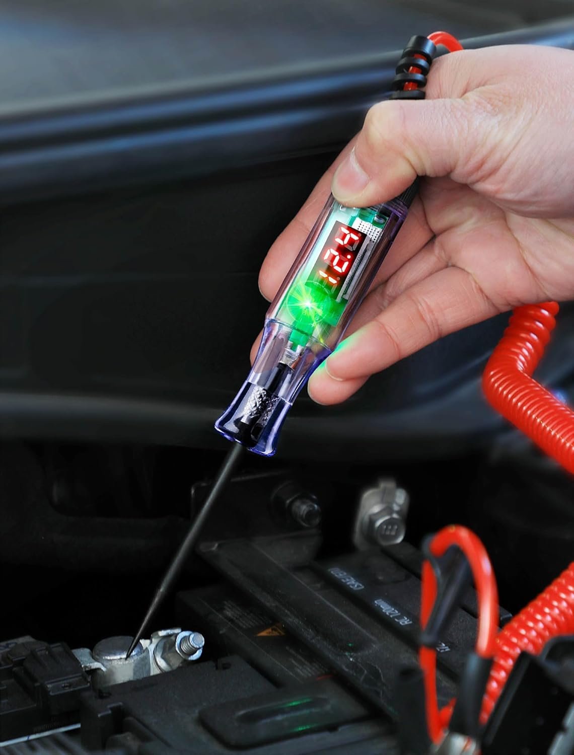 MAKABEE Test Light Automotive 5-90V Digital LED Circuit Tester with Voltage Display, Auto Bidirectional Voltage Tester, Electric Test Pen with Extended Spring Wire & Probe for Car RV Fuse Checker - Image 7