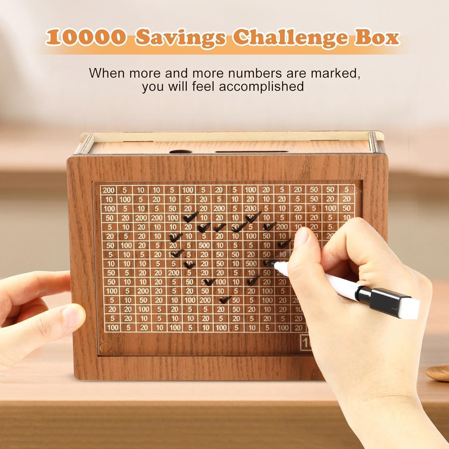 Art Maggic ₹1,00,000 Money Saving Challenge Wooden Frame – Smart Daily Savings Tracker Board - Image 2