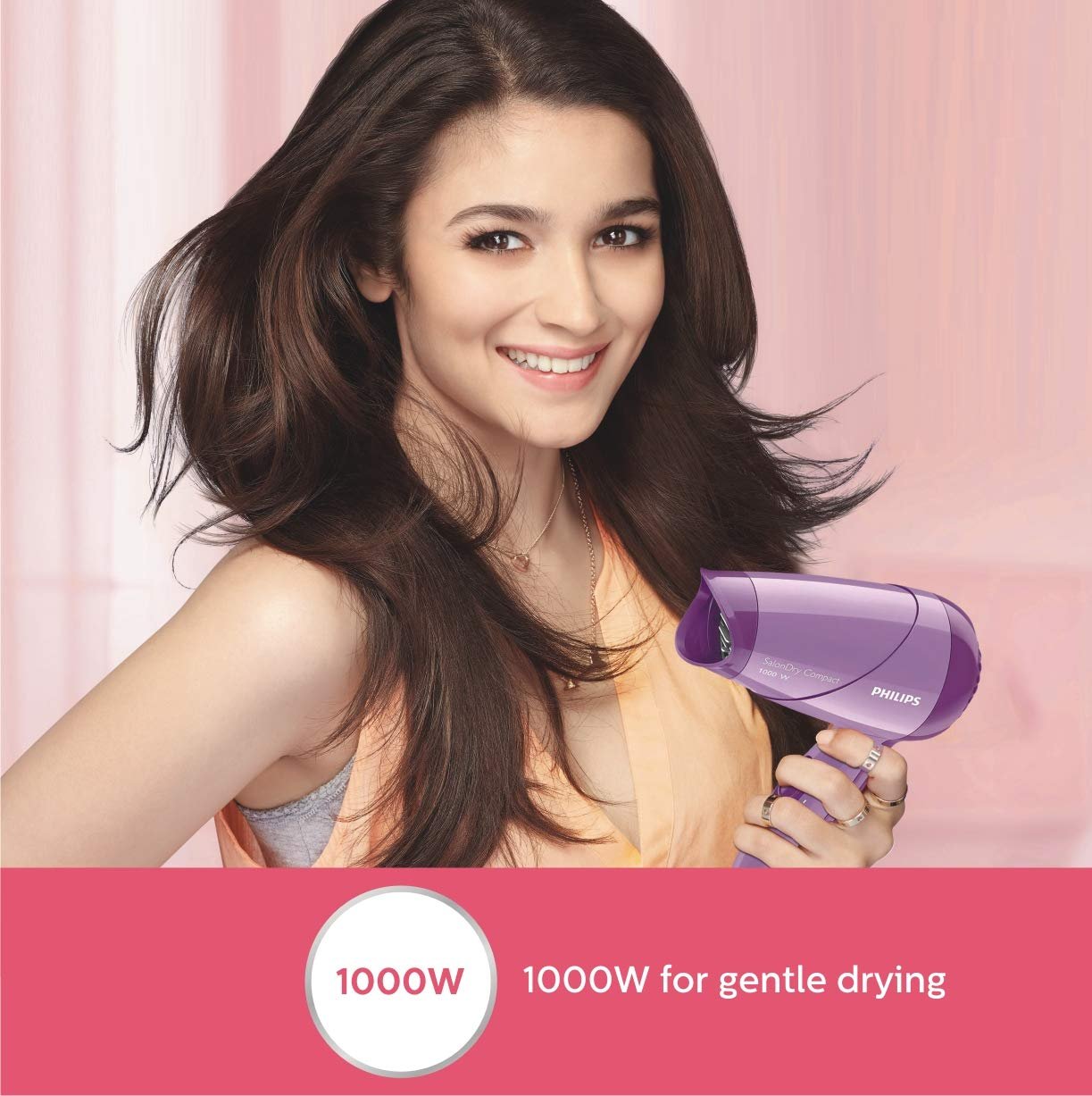 Philips HP8100/46 Compact Hair Dryer| 2 Flexible heat setting| ThermoProtect prevents overhearting | 1000 Watts- Purple - Image 3
