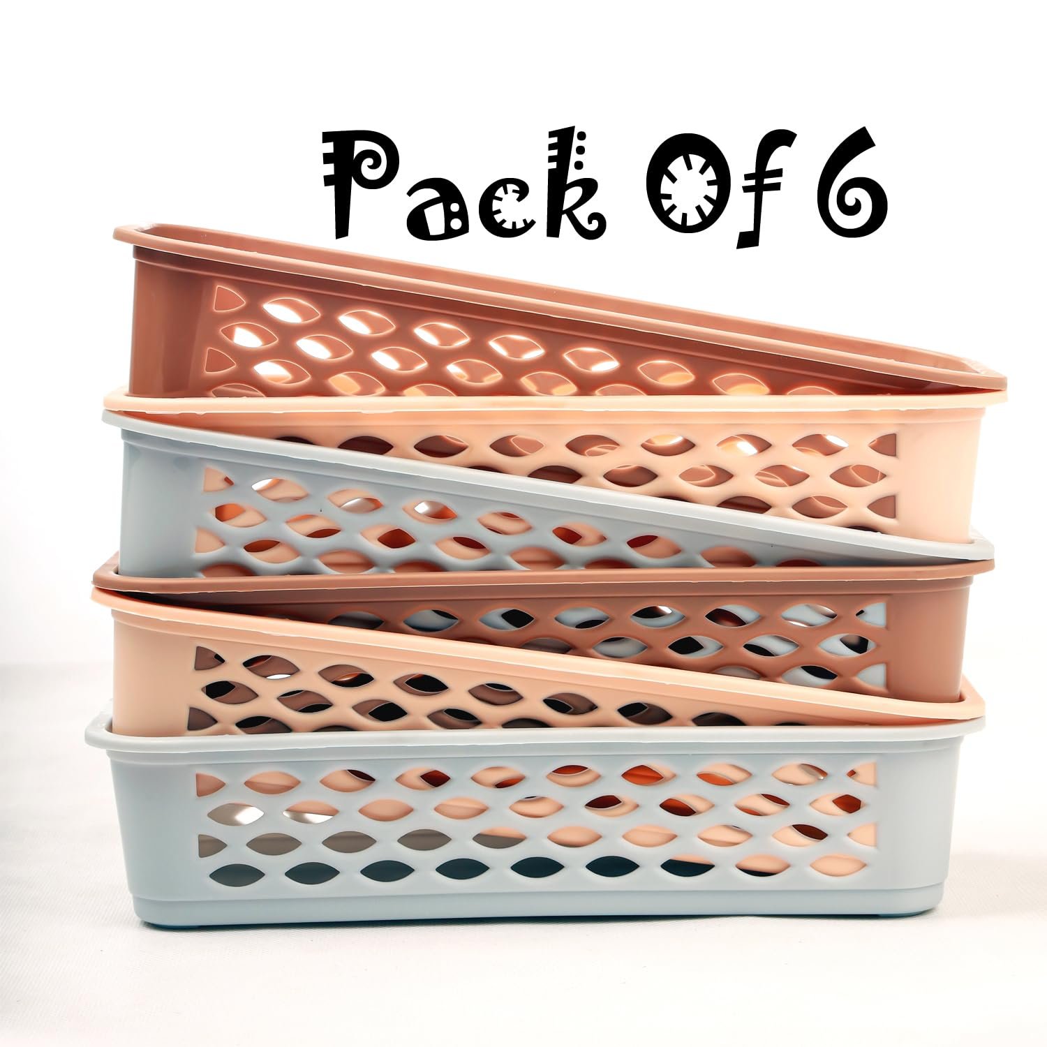 DarkShri Organizer Tray Office Drawer Dividers Storage Bins Multipurpose Desk for Makeup, Kitchen, Office, Bathroom, Bedroom Dreassing, Basket Rack MultiColor(23 * 8 * 5 CM) Pack Of 6 (Brown 6pcs) - Image 4