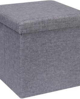 Lazer Folding Organizer Storage Bench Footrest Stool Coffee Table Cube, Folding Sitting Stool with Wardrobe Organiser Storage for Living Room Study Bedroom Clothes Books and Toys Storage Stool