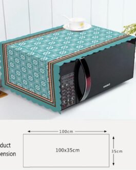 DARSHANAM WORLD Polyester Microwave Oven Cover, Waterproof Modern Design Kitchen Oven Cover Attractive Decorative Dust Proof Appliance Oven Top Cover (100 x 35 cm) (AQUA 3 LINE)