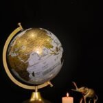 RIZIK STORE™ Educational World 10″ Globe with Heavy Metal ARC and Base/Home Decor/Political Globe/Office Globes for Kids & Students (10″ White gold)