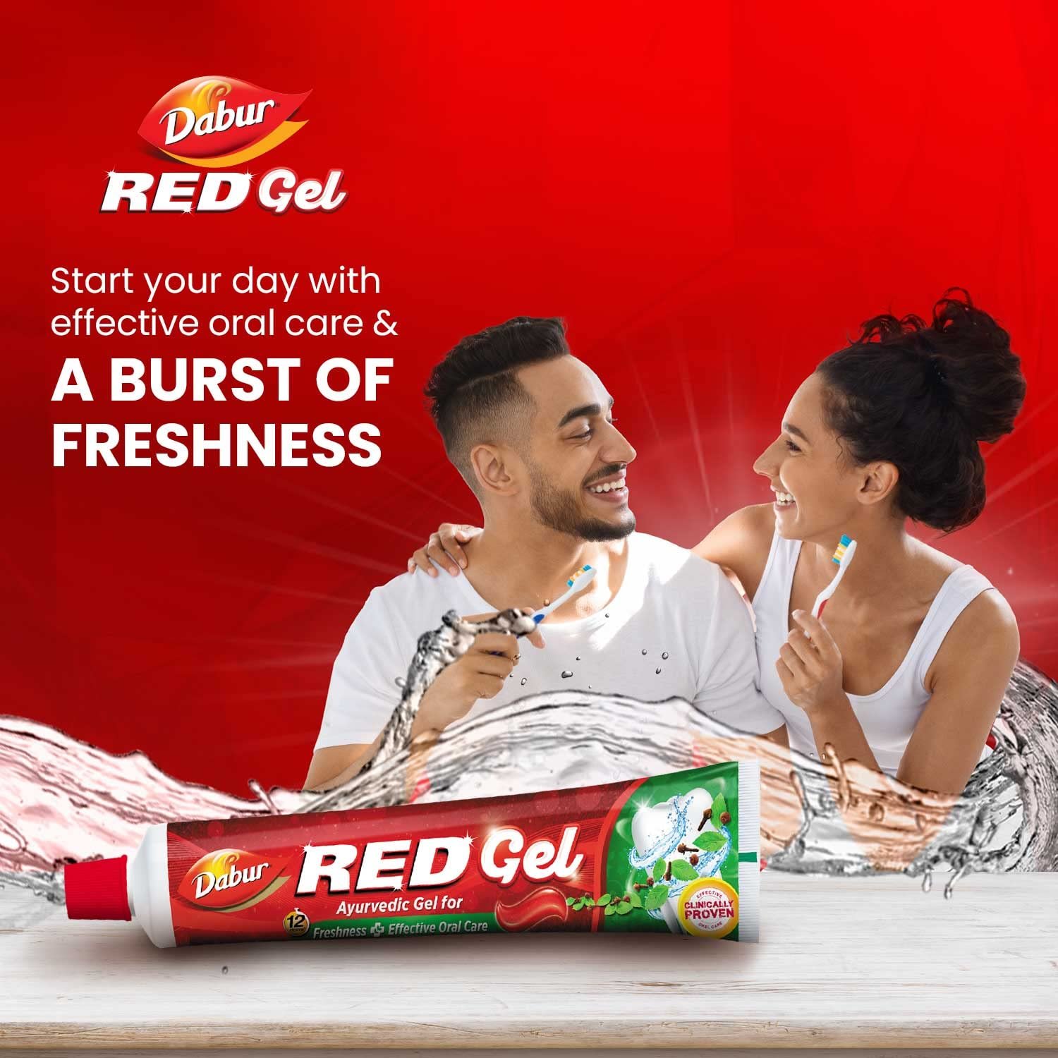 Dabur Red Gel Ayurvedic Toothpaste - 300g (150g x 2, Pack of 2) | Reduction in Bad Breath, Plaque & Gingivitis | Freshness with Protection | For Healthy Gums & Effective Dental Care - Image 2