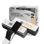 INSTITCH Self Adhesive Hook & Loop Tape – 1 Inch x 4 Inch – Heavy Gumming On Back, Velcro Strips, Nylon Self Adhesive Hook and Loop Tape – Perfect for Home and Office Use (Black) (12)