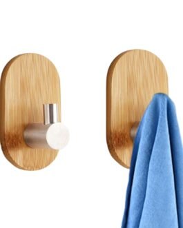 JIALTO 2 pcs Wooden Bathroom and Kitchen Self Adhesive Wall Hooks for Wall Heavy Duty Home Decor Items, Essential Bathroom Accessories Convenient Kitchen Accessories Items (Rectangle Silver Wooden) JIALTO 2 pcs Wooden Bathroom and Kitchen Self Adhesive Wall Hooks for Wall Heavy Duty Home Decor Items, Essential Bathroom Accessories Convenient Kitchen Accessories Items (Rectangle Silver Wooden)