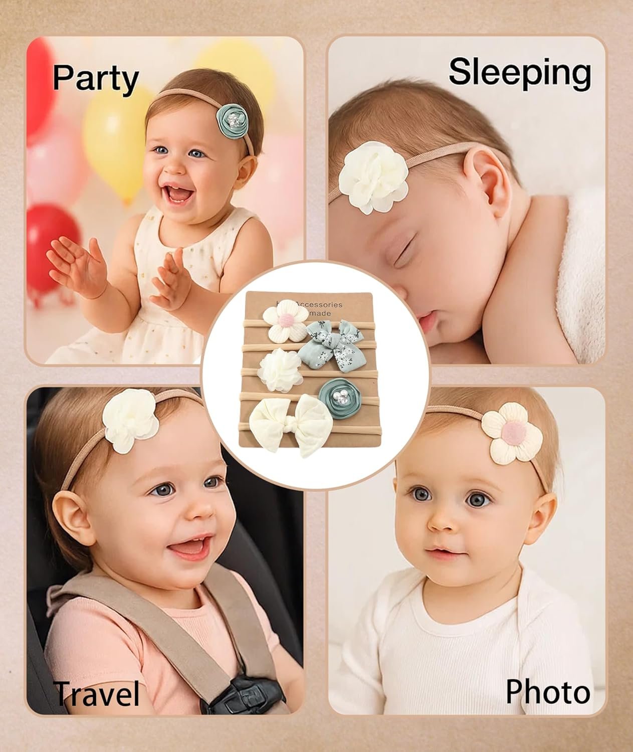 5-Piece Hair Bands for Baby Girl, Soft and Comfortable Headbands for Baby Girls, Hairs Accessories for Babys Girl, Kids Hairs Band, Babys Hair Accessories for 0 to 2 Years - Image 7