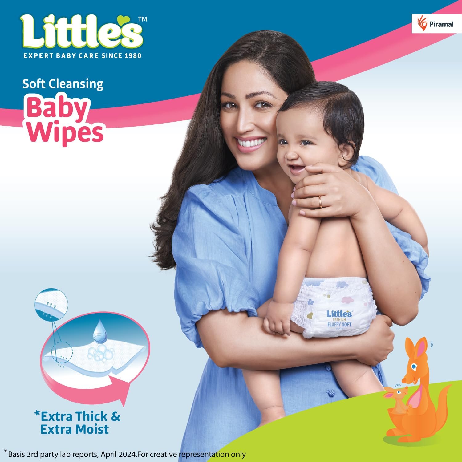 Little's Soft Cleansing Baby Wipes with Lid | 80 Wipes x Pack of 3 - 240 Wipes | Extra Thick & Moist Wet Wipes for Baby's | Prevents Rashes & Redness with Goodness of Aloe Vera, Vitamin E & Jojoba Oil - Image 2