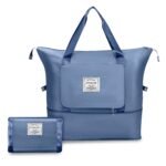 Storite Nylon 40 Cms Imported Foldable Travel Duffle Bag For Women, Expandable Lightweight Waterproof Carry Weekender Overnight Luggage Bag (Blue)