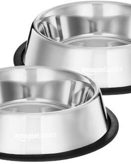 Amazon Basics Stainless Steel Pet Feeding Bowls for Dogs and Cats | Set of 2 | 700 ml Each | Dry Kibble, Wet Food, Water Bowl | No-Tip, Non Sliding Design | Dishwasher Safe Amazon Basics Stainless Steel Pet Feeding Bowls for Dogs and Cats | Set of 2 | 700 ml Each | Dry Kibble, Wet Food, Water Bowl | No-Tip, Non Sliding Design | Dishwasher Safe