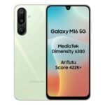 Samsung Galaxy M16 5G (Mint Green, 6GB RAM, 128 GB Storage) | MediaTek Dimensity 6300 | AnTuTu Score 422K+ | Super Amoled Display | AI | 25W Fast Charging | 6 Gen of OS Upgrades | Without Charger