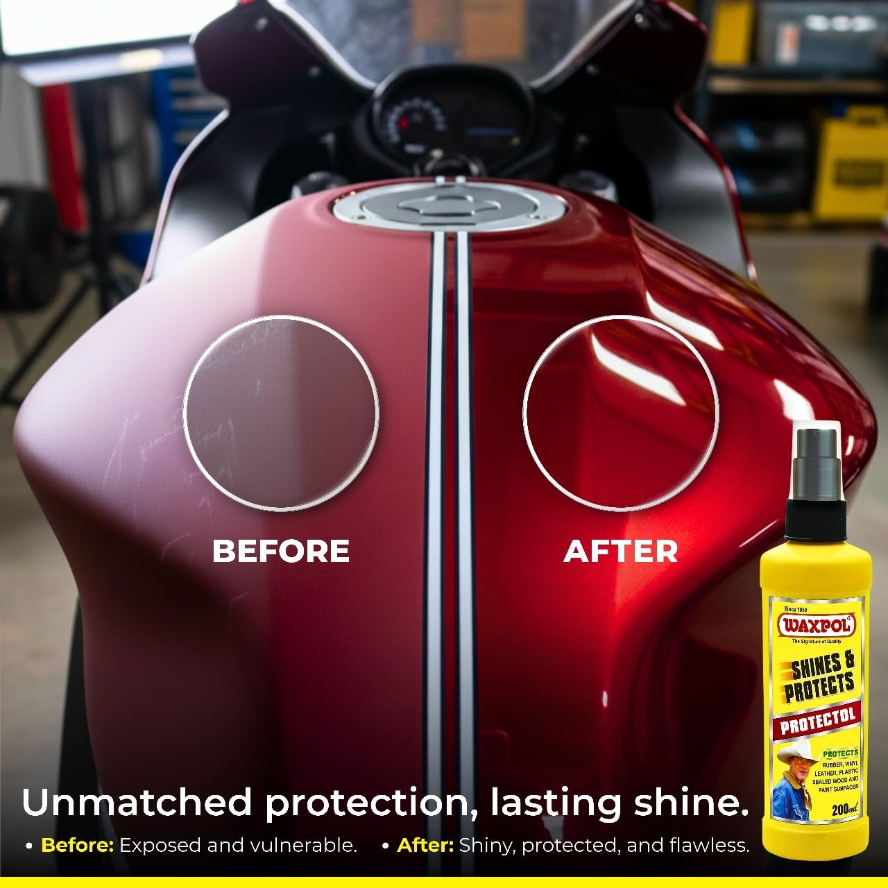 Waxpol Protectol Multipurpose All in One Liquid Polish 200 ml for High Gloss Shine & Protection for Car, bike, Scooter, Household, Office Furniture (Interior & Exterior Use) - Image 2