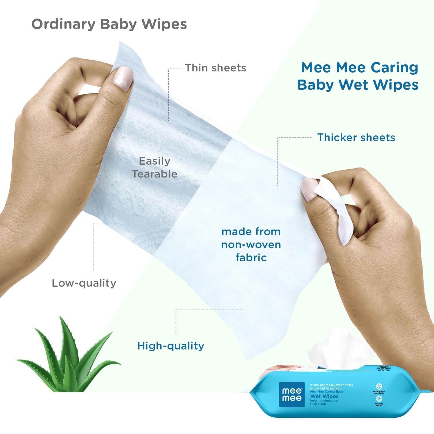 Mee Mee Soft Gentle Baby Wet Wipes (72 Wipes) Pack of 5 | Infused with Aloe Vera and Vitamin E | Paraben & Sulphate Free | Cleansing Wipes | Wipes Combo for Babies - Image 2