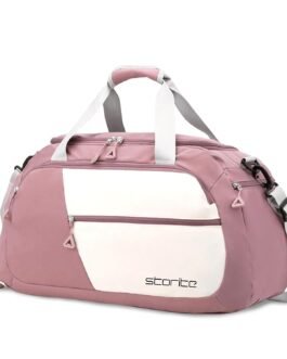 Storite Nylon 54 Cm Imported Multi Purpose Travel Duffle Bag for Women with Dry and Wet Pocket, Lightweight Waterproof Backpack Carry Luggage Bag with Shoe Compartment (Deep Pink, 53 x 23 x 24 cm)