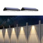 LITVERSE 2-Pack Solar Fence Lights – Outdoor LED Wall-Mount Waterproof Lamps with 3 Color Modes (Natural, Warm White, Cool White) for Deck, Patio, Stair, Rail, Backyard, House Decoration.