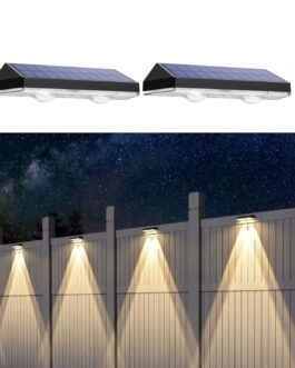 LITVERSE 2-Pack Solar Fence Lights – Outdoor LED Wall-Mount Waterproof Lamps with 3 Color Modes (Natural, Warm White, Cool White) for Deck, Patio, Stair, Rail, Backyard, House Decoration.