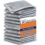 QOKZEK Non-Scratch Dish Wash Cloth | Versatile Wire Scrubber for Kitchen Cleaning | Reusable Mesh Cloth for Dishes, Sinks, and Home Appliances | Easy Rinsing & Durable (10)