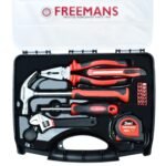 FREEMANS DIY19 Hand Tool Kit – 19 Piece Household Repair & Maintenance Set, Includes Hammer, Wrench, Pliers, Screwdriver Bits, Cutter & Tape, Portable Tool Box for DIY, Home, Office & Car Use