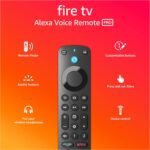 Introducing Alexa Voice Remote Pro, includes remote finder, TV controls, backlit buttons, requires compatible Fire TV device